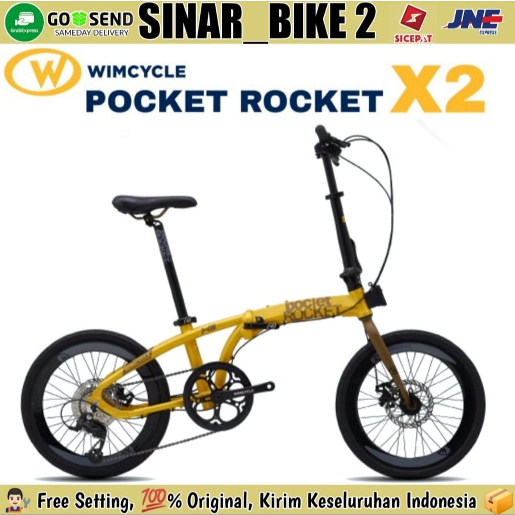 Sepeda Lipat 20 Inch WIMCYCLE POCKET ROKET X2 Frame Alloy 8 Speed