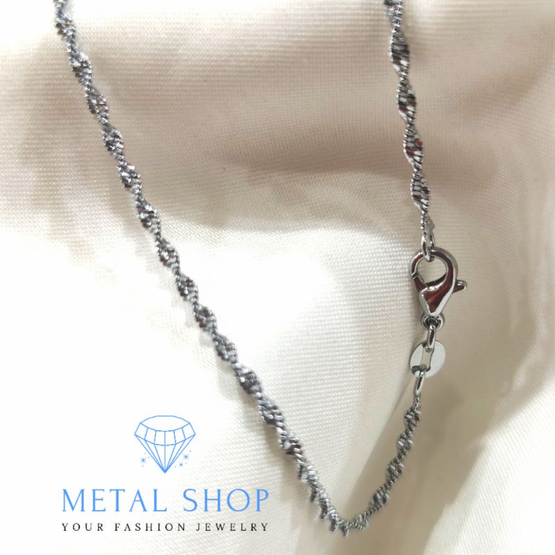 Kalung Pria Wanita Rhodium Model Borsalino Panjang 42CM