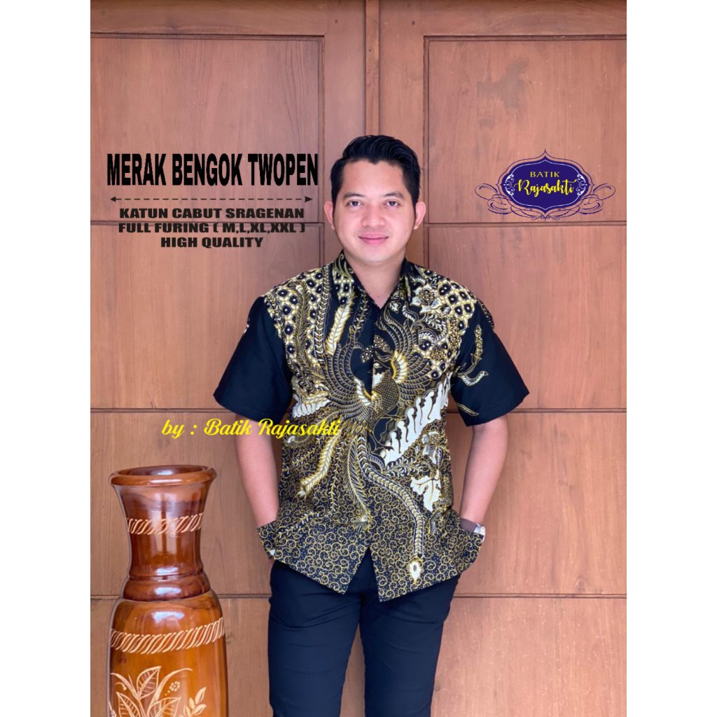 MERAK BENGOK RAJASAKTI KEMEJA BATIK SOLO PRIA LENGAN PENDEK LAPIS FURING ATASAN BATIK PREMIUM MODERN KATUN HALUS BAHUWIRYA  BANAMITRA BANAMITRA PUTIH BANGSAWAN BAYU PUTRA BERLIAN BIRU BHARATAYUDA BIMASENA BIRENDRA BIRU INDAH BRAHMAKERTA BRAHMAKERTA MERAH