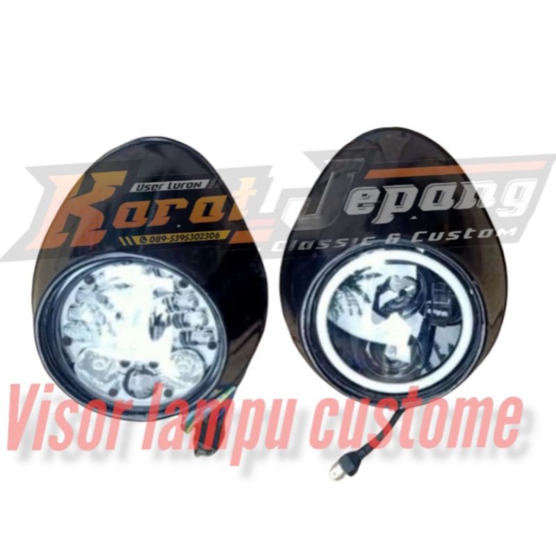 Visor lampu depan japstyle custom caferacer bobber presisi daymaker 5.75 7 inch tebal presisi