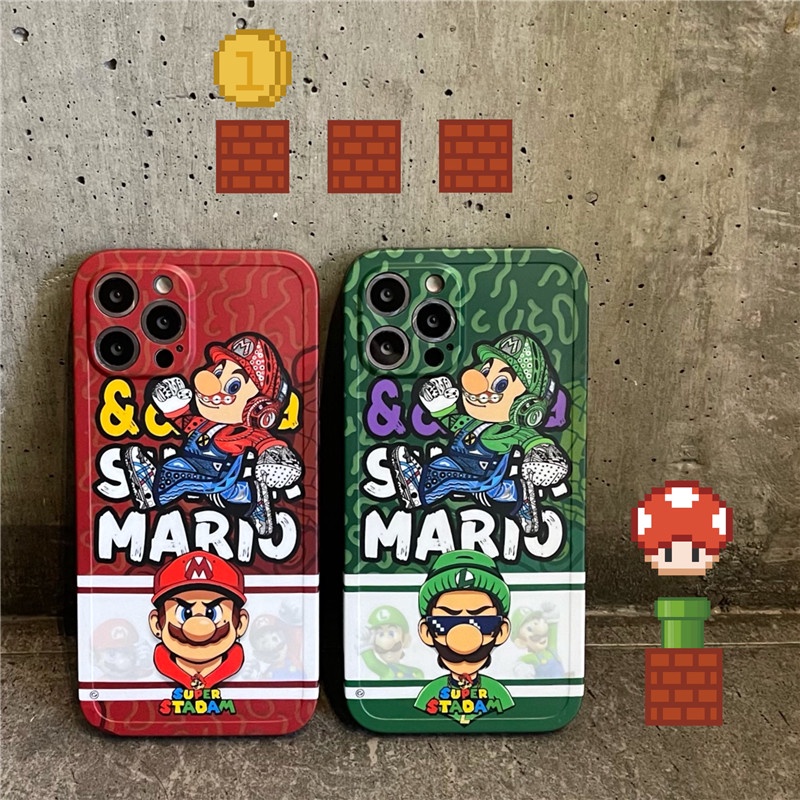 Cartoon Super Maria Phone case  iPhone 7 8 Plus 12 11 8 X XR XS MAX 13 11pro 12 pro Max SE 2020 Straight edge Matte Soft TPU Cover