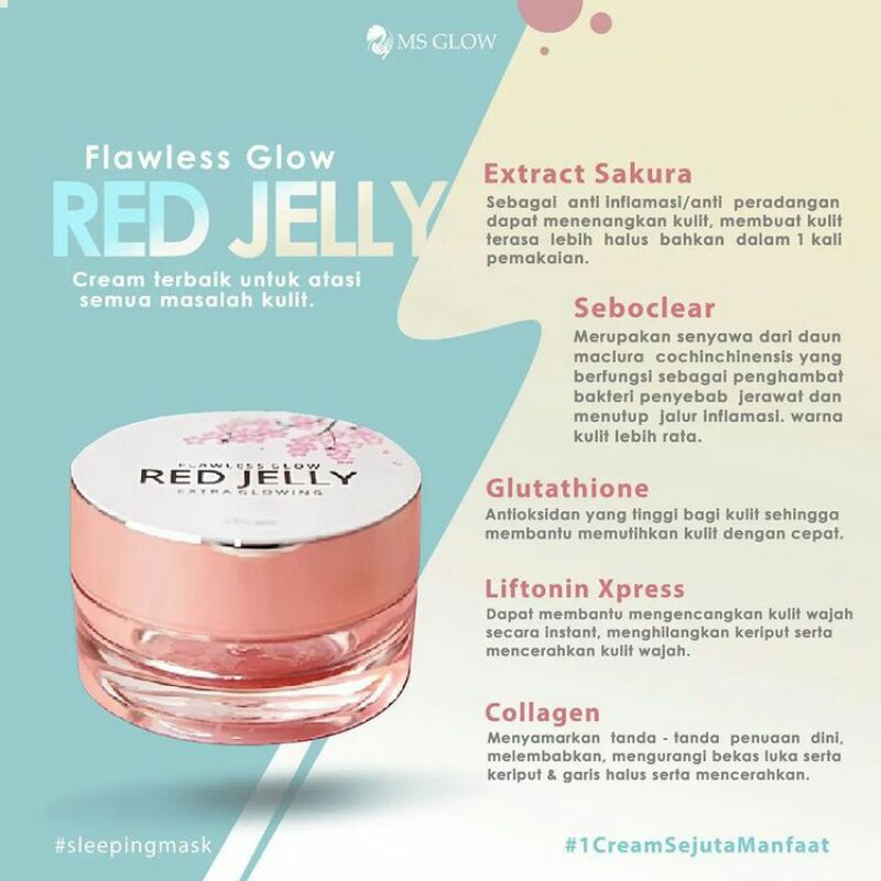 Red Jelly Ms Glow Original Bpom Kemasan Terbaru Skincare Cream Sejuta Manfaat Extra Glowing Sleeping
