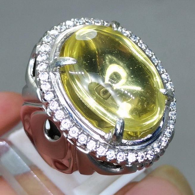 Cincin Batu permata Kinyang Kuning Citrine Air Asli Kristal