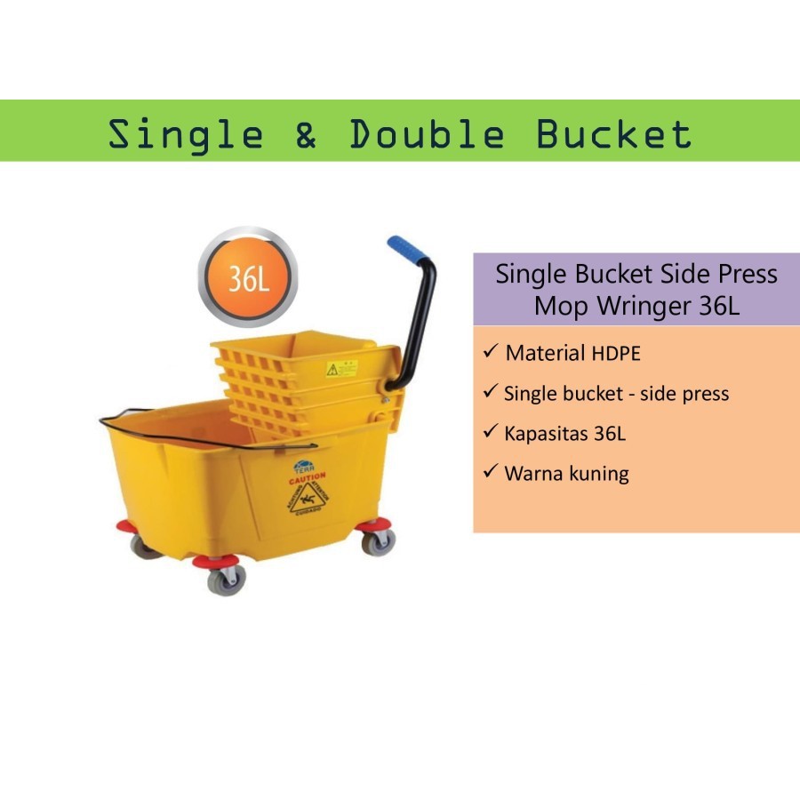 EMBER ALAT PEL SINGLE BUCKET SIDE PRESS MOP WRINGER 36 L KUNING