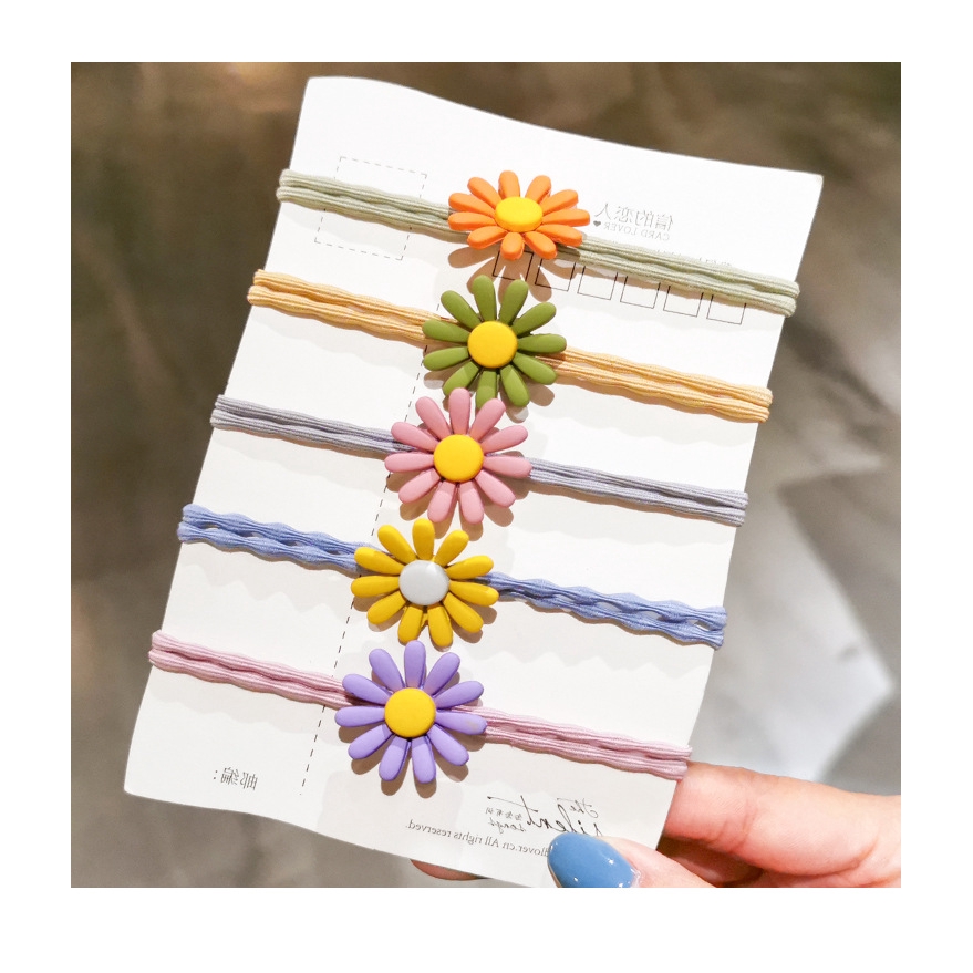 Multicolor Elastic Hair Bands Daisy Flower Cute Tie Rubber Band Hair Accessories