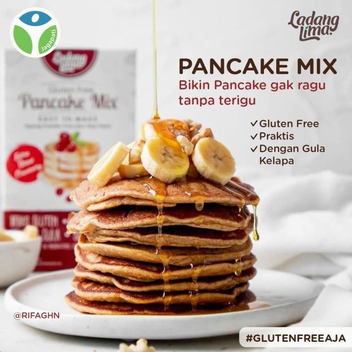 

b011tee Ladang Lima - Tepung Pancake Mix 220Gr - Bebas Gluten - Jagapati Da01D100