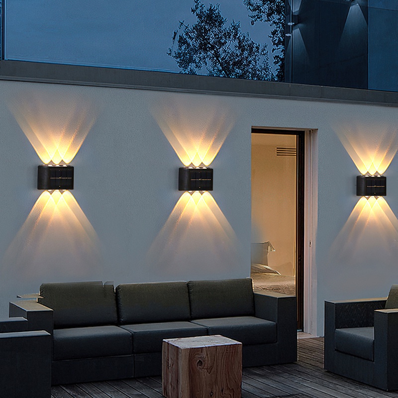 Lampu Dinding 6-LED Tenaga Surya Tahan Air Bahan Plastik ABS Untuk Dekorasi Rumah / Balkon