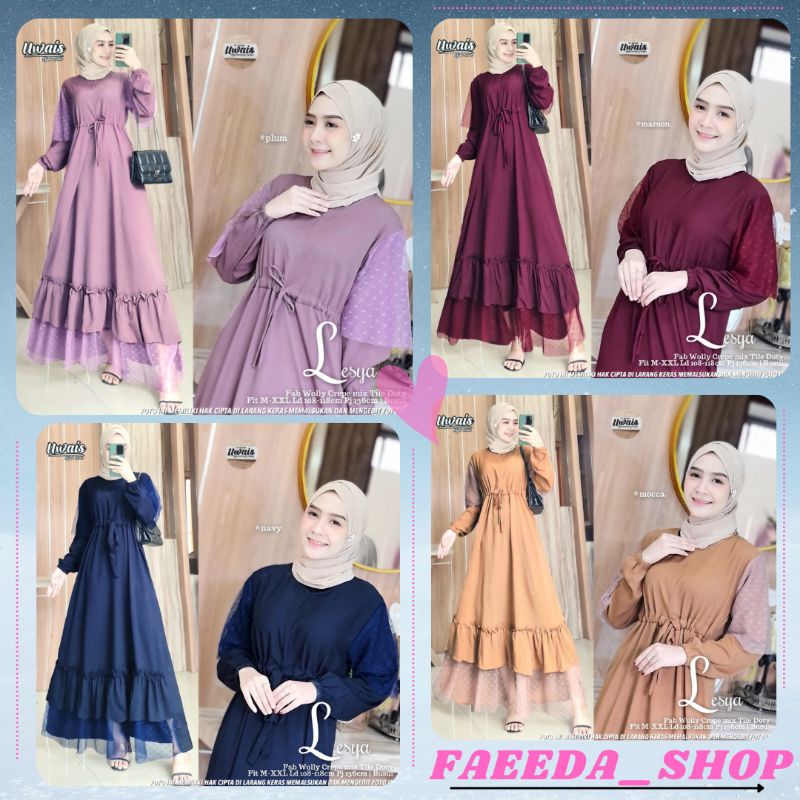 BAJU GAMIS CANTIK BEST SELLER WANITA MUSLIMAH SYARI TERBARU MURAH ORI 2021 LEYSA ORIGINAL UWAIS HIJA