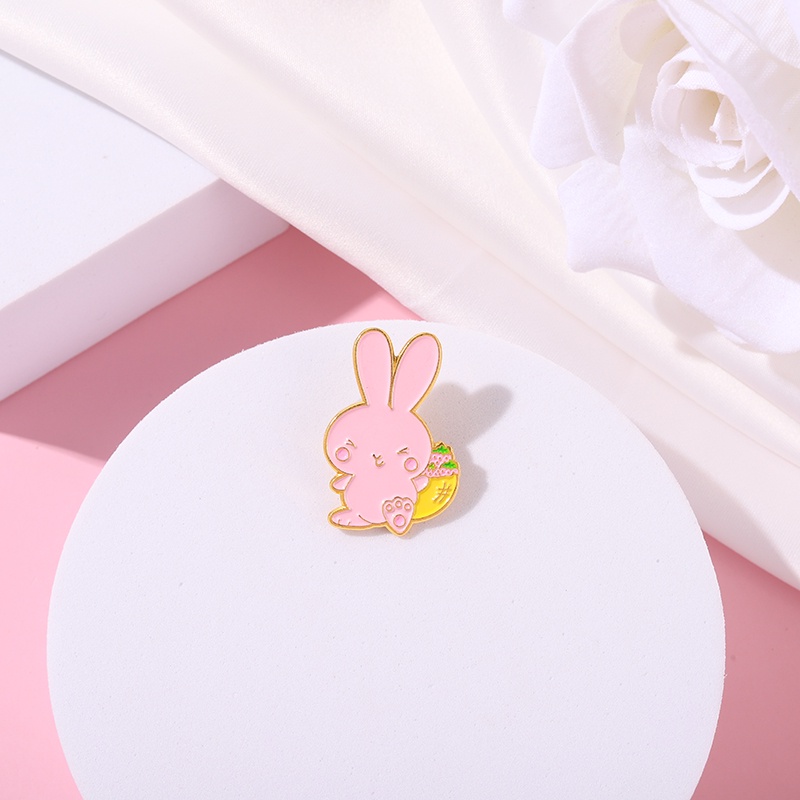 Cartoon Pink Rabbit Pin Cute Animal Badge Brooch Lapel Pin Gift for Friend