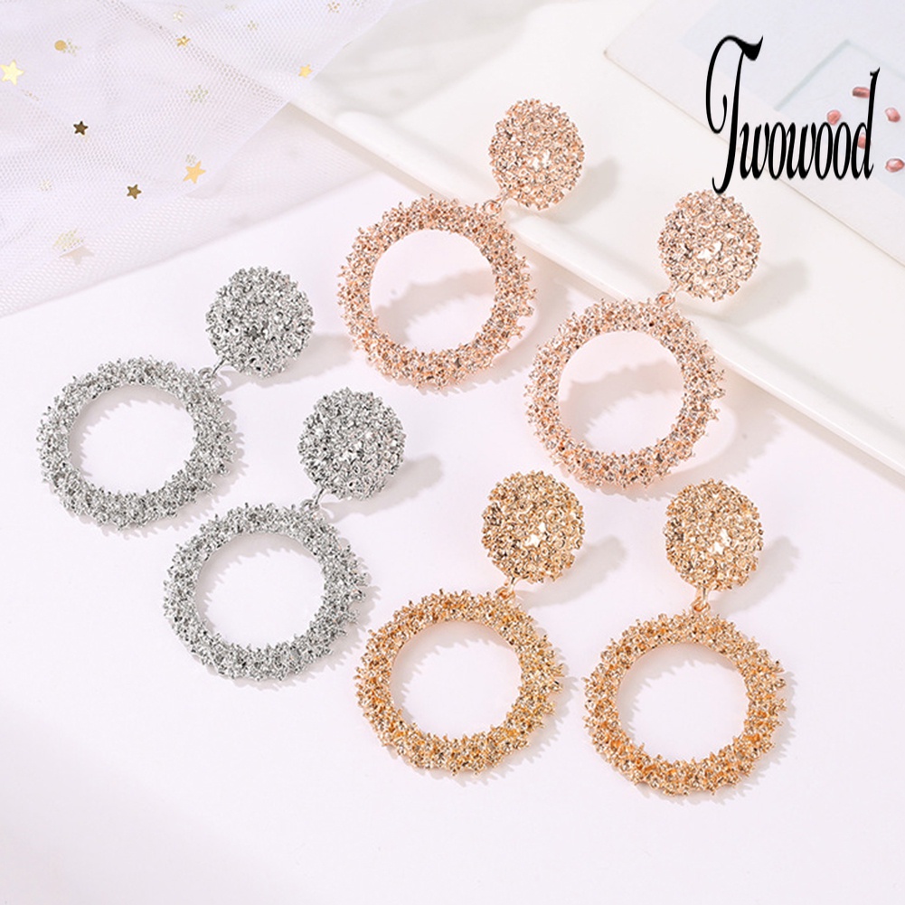 Anting Stud Bentuk Lingkaran Geometris Model Hollow Untuk Wanita