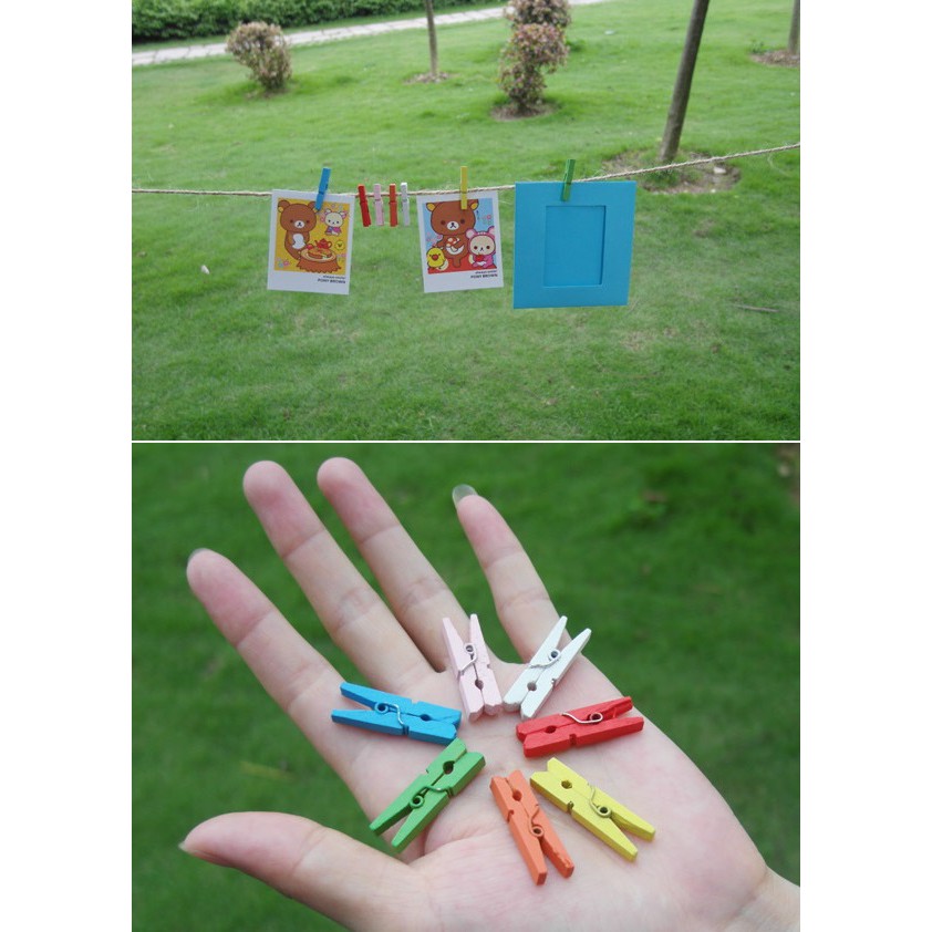 Wooden Clip / Jepitan Kayu / Foto Warna Warni Size 3.5CM x 0.9CM (Harga untuk 100pcs)