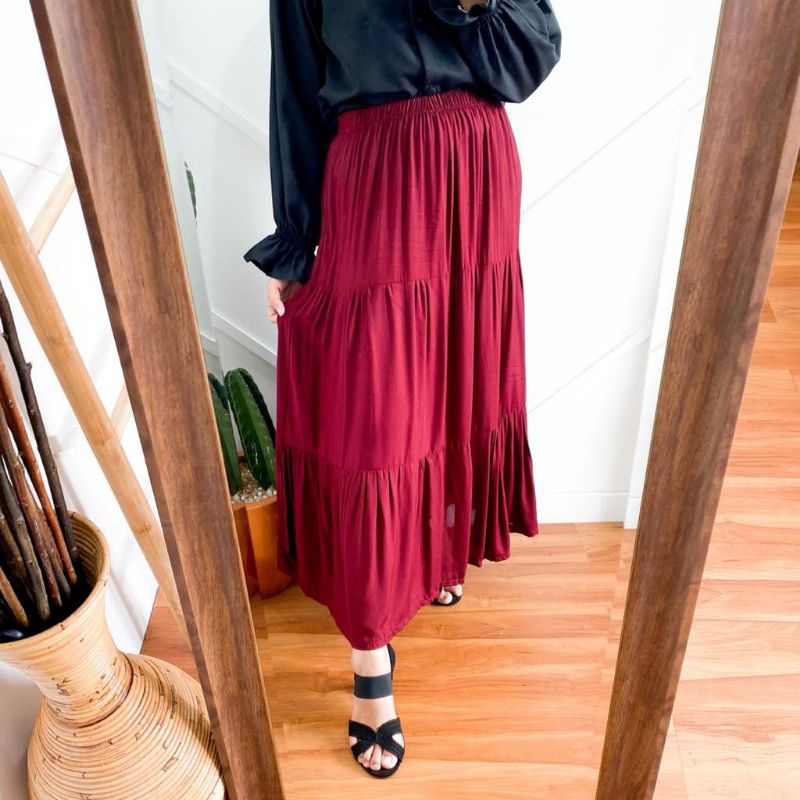 ROK SKIRT SUSUN / ROK MATT RAYON TWILL/ROK BAWAHAN WANITA