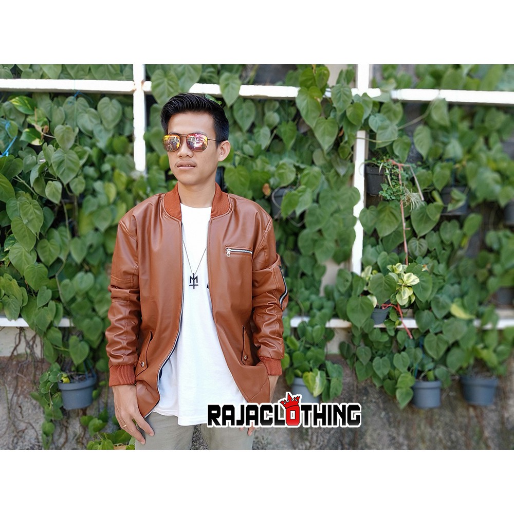 RCL - Jacket Bomber Kulit Orange / Bomber Leather Orange Premium - Jaket Kulit Cowok