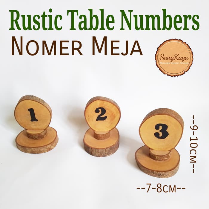 SangKayu Rustic Table Numbers Nomer Meja Kayu Unik Cafe Wedding Table Number / Nomor Meja Kayu