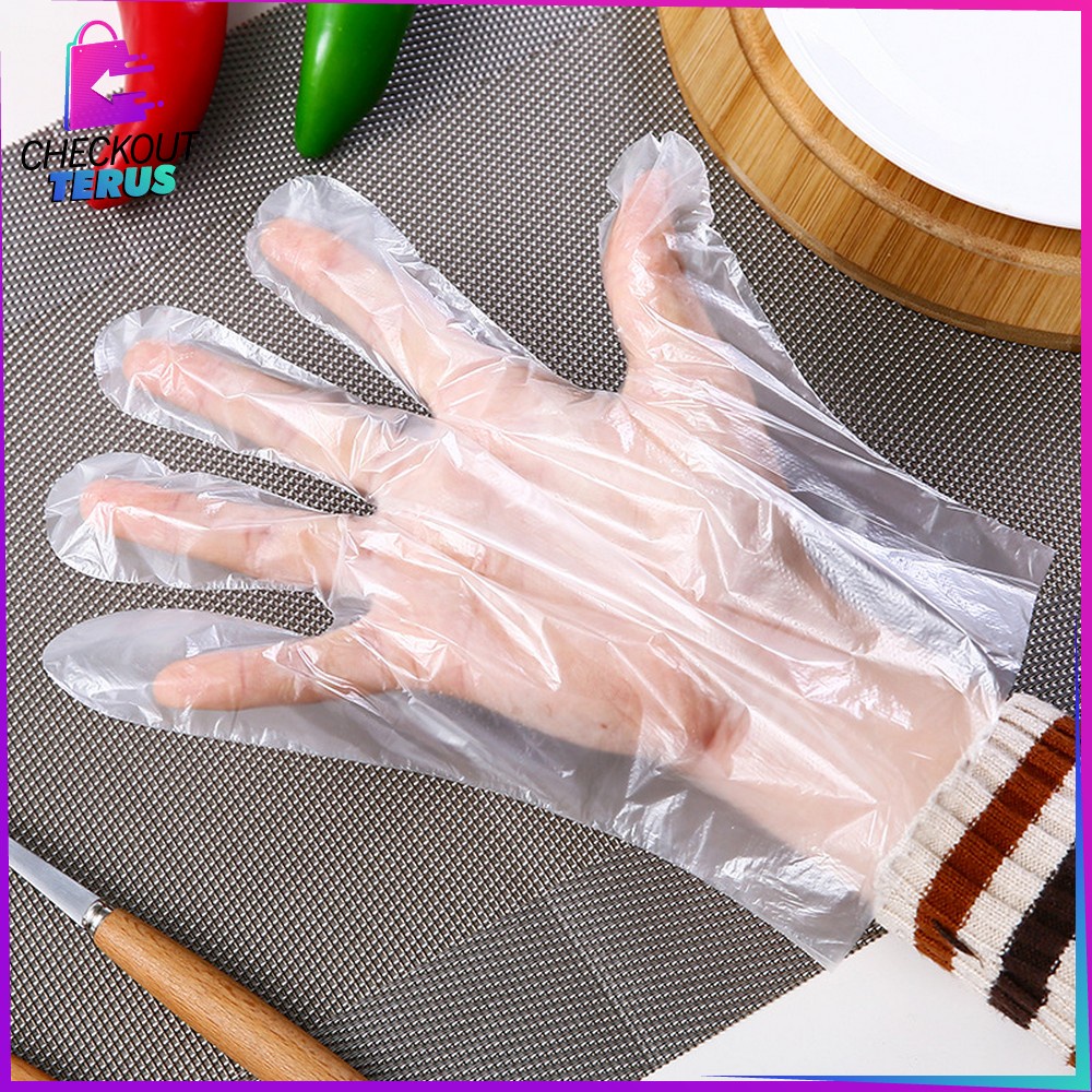 CT C127 Sarung Tangan Plastik Sarung Tangan Sekali Pakai Bahan Plastik 100 PCS (50PSG) Steril Dengan Hand Glove Dapur Transparan