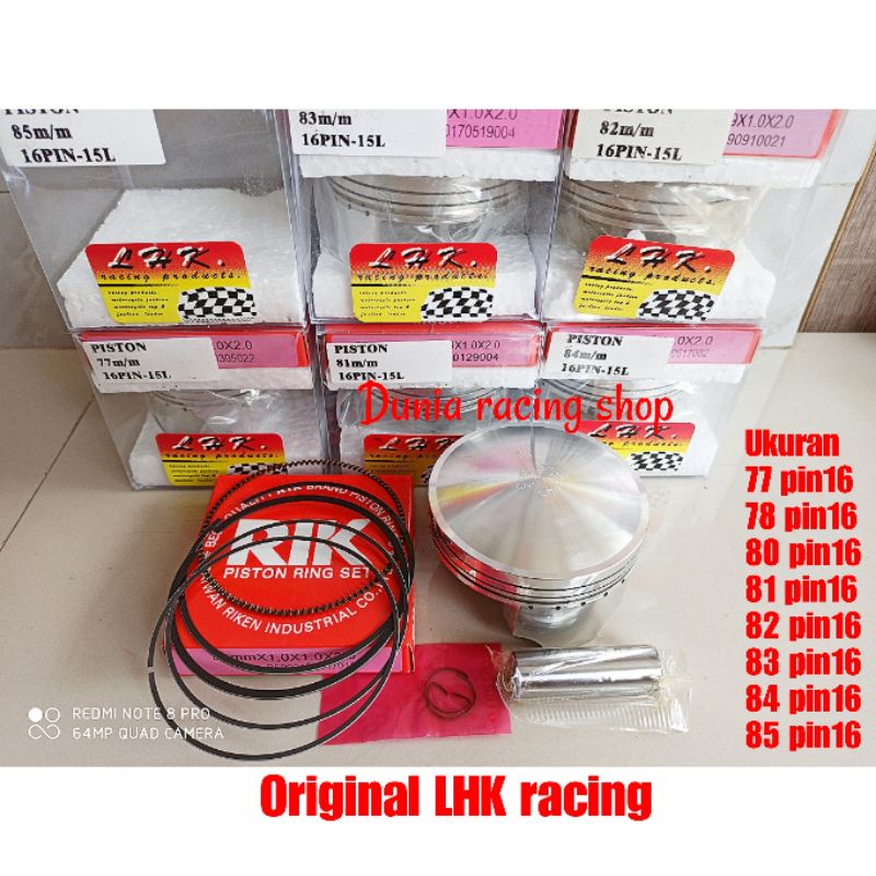 Piston LHK 77 78 79 80 81 82 83 84 85 pin 16 Original LHK racing Thailand 1set ring piston pen piston