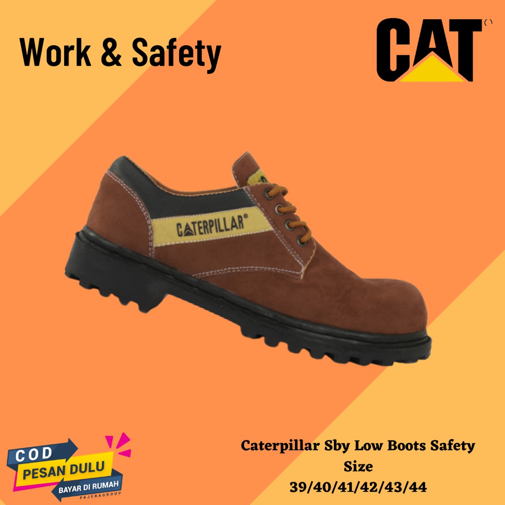 Sepatu Boots Sefty Pria Caterpillar Sby Suede Low Ujung Besi Boot Safety Pendek Kerja Anti Selip