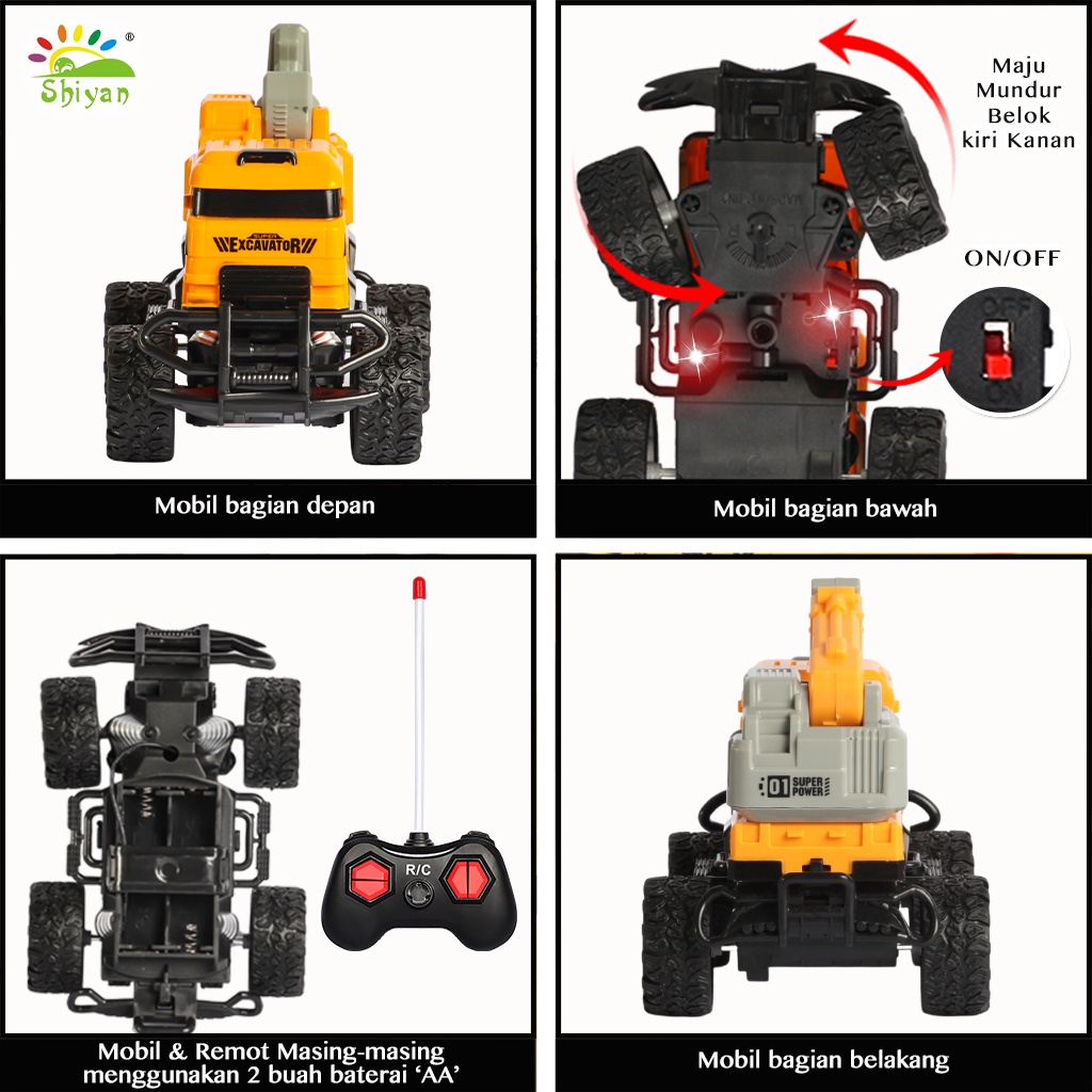 Mainan Anak Mobil Remote Control Excavator Baterai RC Truck Konstruksi Eskavator