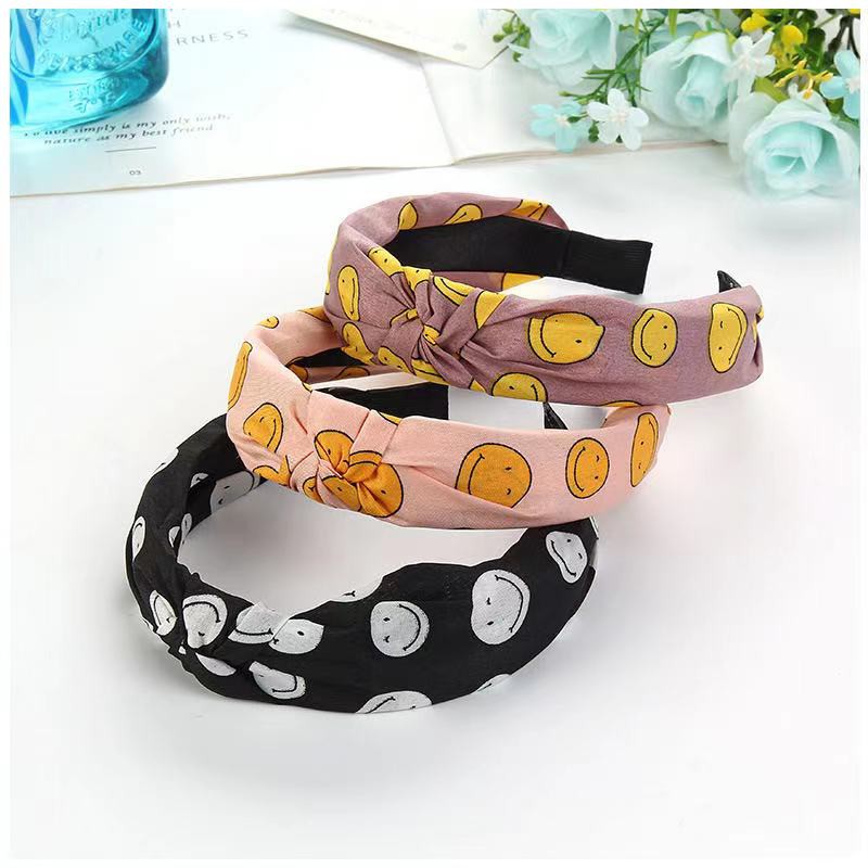 Bando Bandana Wanita Simpul Motif Motif Smile Aksesoris Rambut Bando Gaya Korea Untuk Wanita