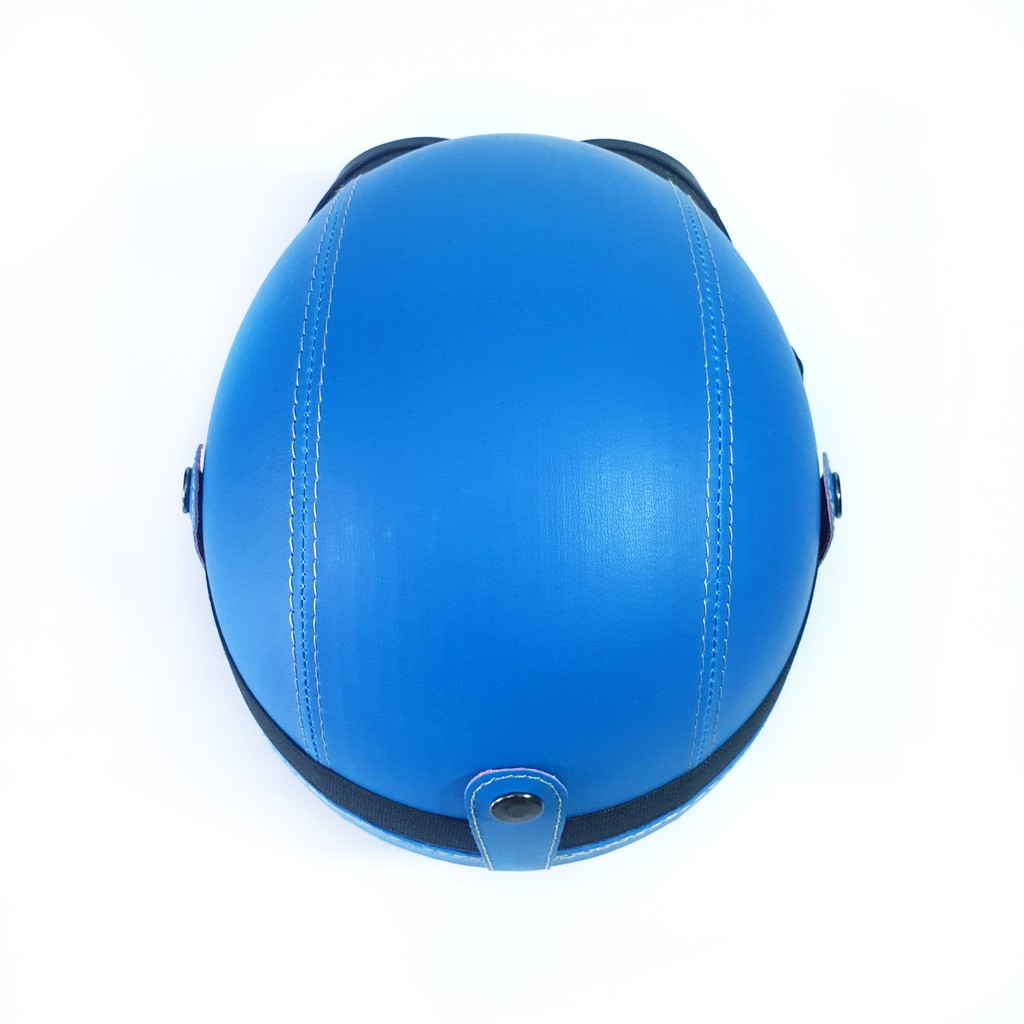 Helm Retro Kulit Casual Series Club Gratis Kaca Mata Blue