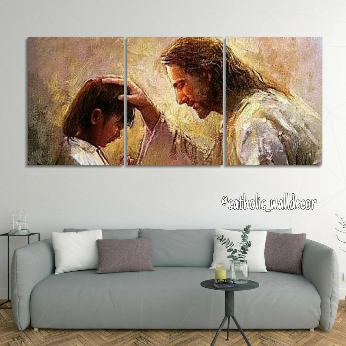 Hiasan Dinding Kristen Katolik Gambar Tuhan Yesus Memberkati Anak