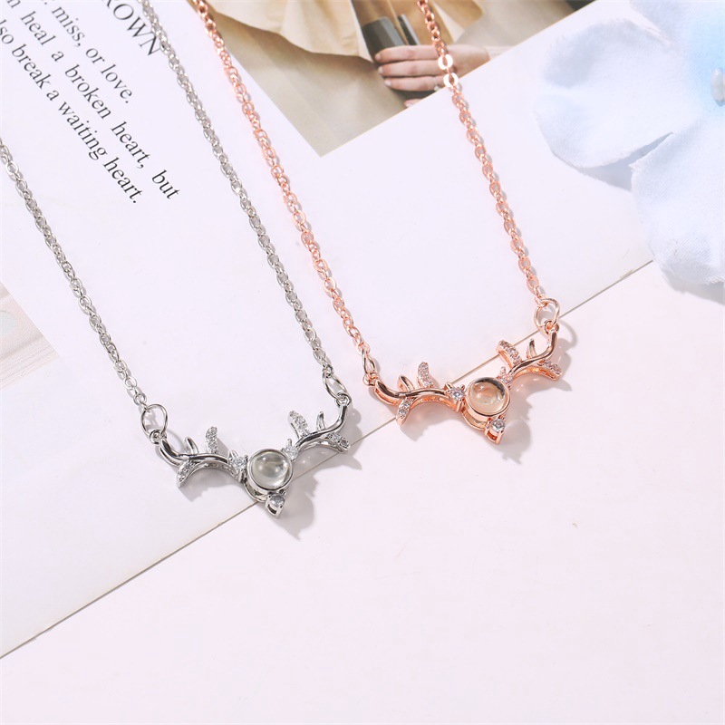 Kalung tanduk 100 bahasa I love you projection necklace Seekor rusa memiliki Anda