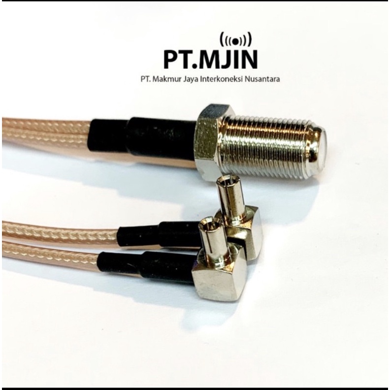 Kabel Pigtail Rg316 Dual TS9 ke F female Panjang 30Cm