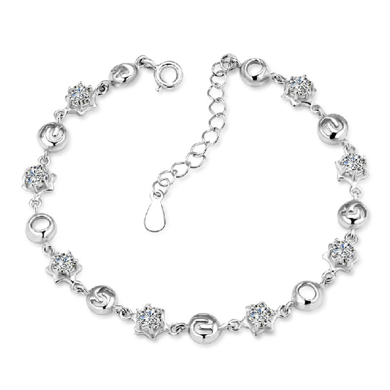 [Ready Stock]Fashion Personality Silver-Plated Diamond Bracelet Elegant Silver Bracelet