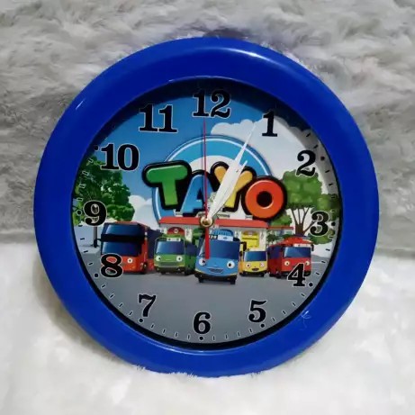 GRATIS BUBBLE WRAP + DUS - Jam Dinding Tayo / Kartun Bus Mobil Cartoon Wall Clock [750 GRAM]