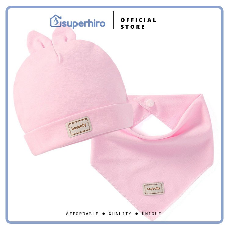 Topi+ Celemek Bayi New Born 2 IN 1 0-3 Months Cotton Newborn