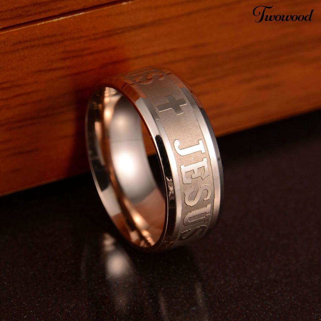 Cincin Bahan Stainless Steel Motif Salib Yesus Untuk Pria Dan Wanita