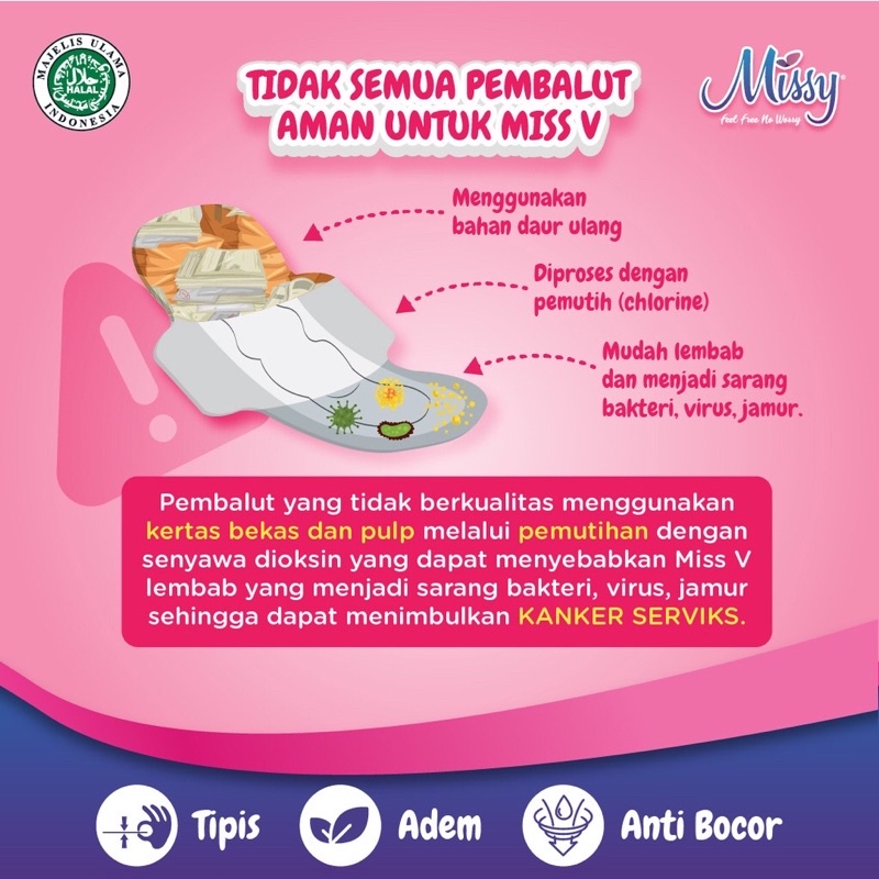 Missy Pad Pembalut Wanita Pantyliner / Mini / day / Night / Supernight