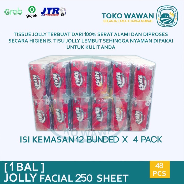 Tissue JOLLY Facial 250 Sheet Tisu by Paseo / 1 BAL / DUS isi 48 PCS