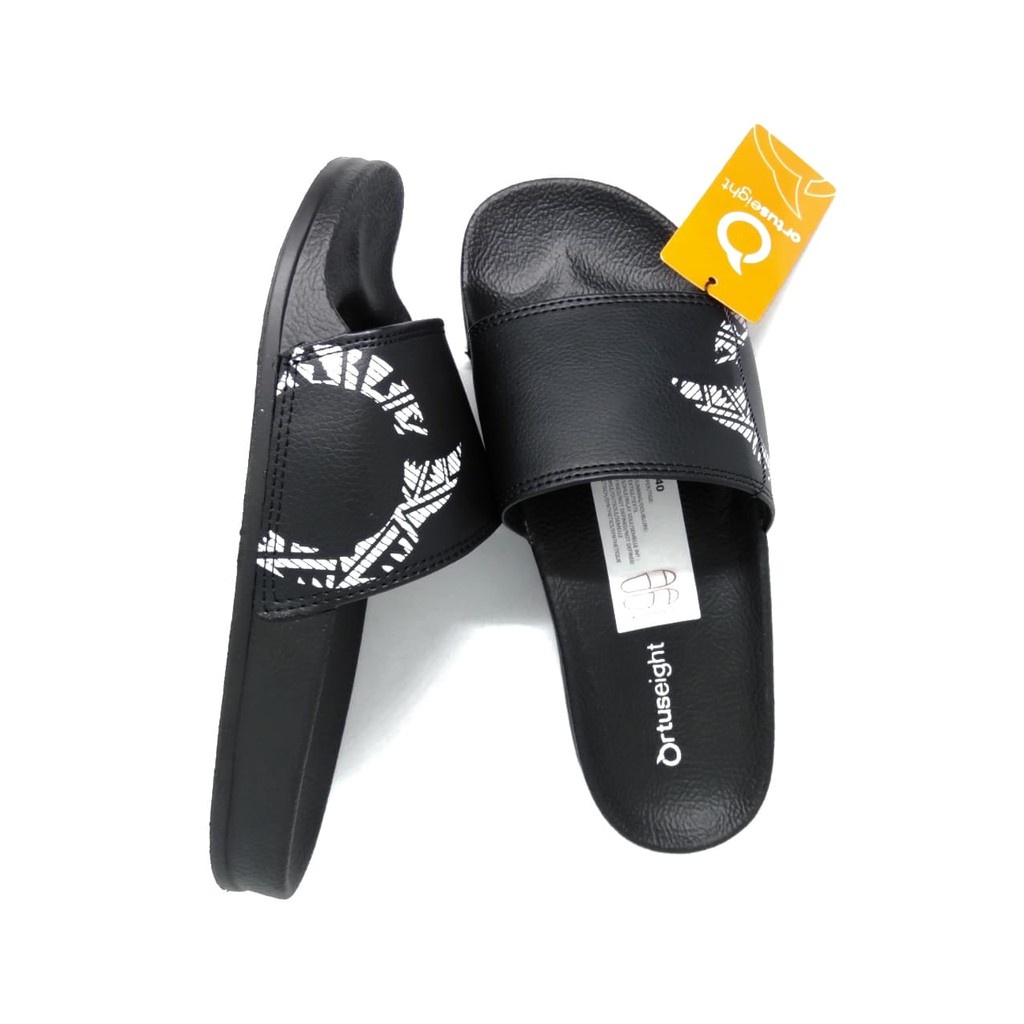 Sandal Slop Hitam Pria Wanita Slip On Flip Flop Basic Karet Distro Casual Anti Slip Quality Original by Neiden - (BISA COD)-Ortuseight