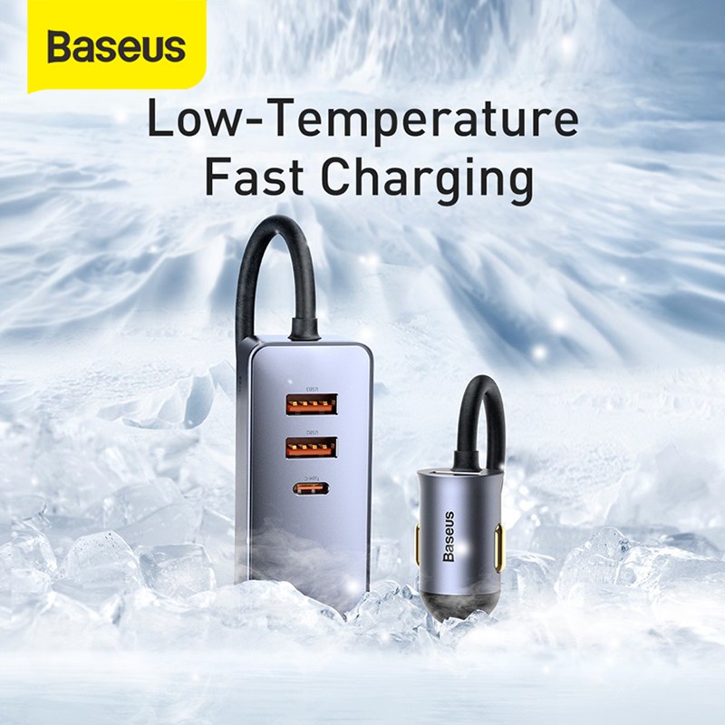 Baseus Car Charger Mobil 120W 4 Ports Type-C USB Fast Charging Adapter