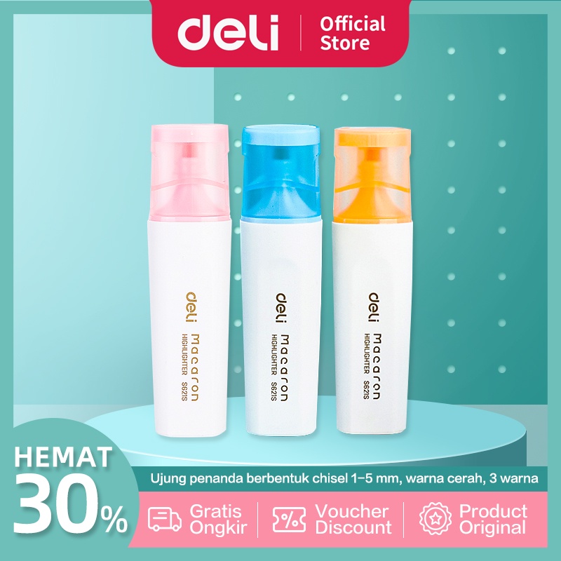 

Deli Highlighter / Penanda 1-5 mm Warna Cerah ES621S 3 Warna