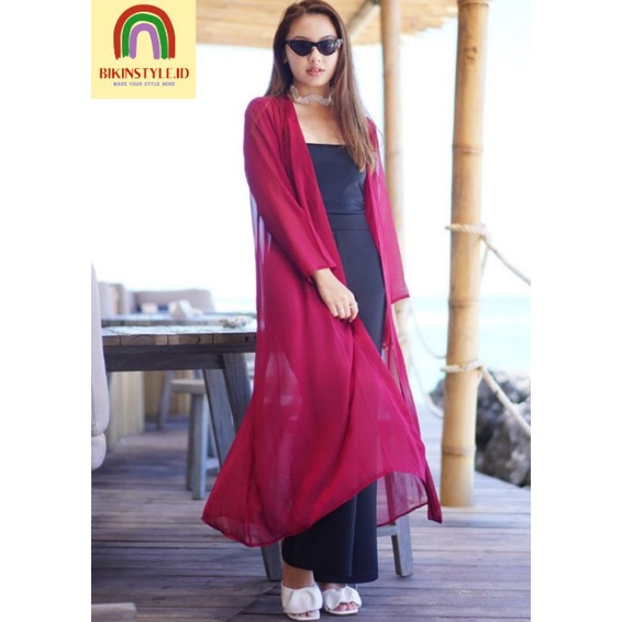 Outer Polos Lengan Panjang Bahan Sifon Fit To XL Tersedia Pilihan Warna READY STOCK FREE GIFT