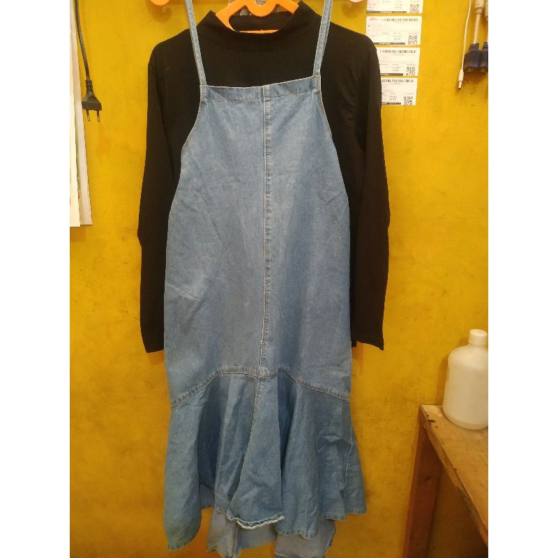 Preloved Overal jeans premium model duyung with inner