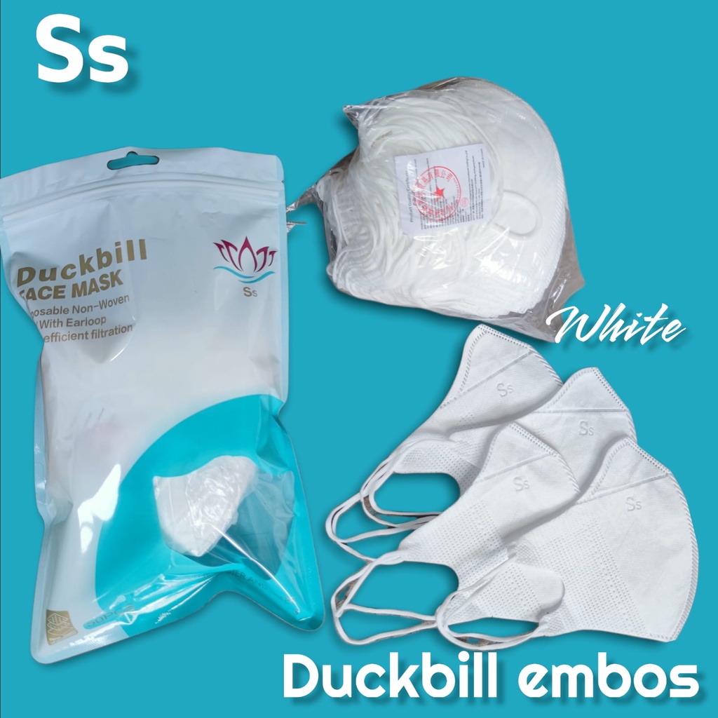 SS DUCKBILL - MASKER DUCKBILL 3PLY SS EMBOS FACE MASK PUTIH HITAM