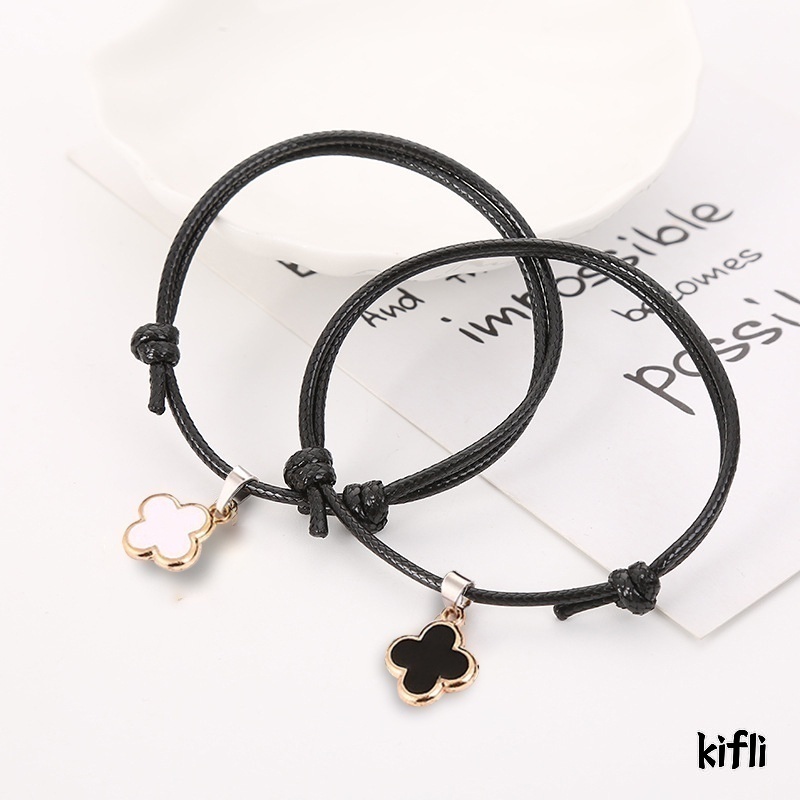 2 Pcs/1 Set,Perhiasan Indah Sederhana,Gelang Fashion,Semanggi Warna Polos,Gelang Wanita