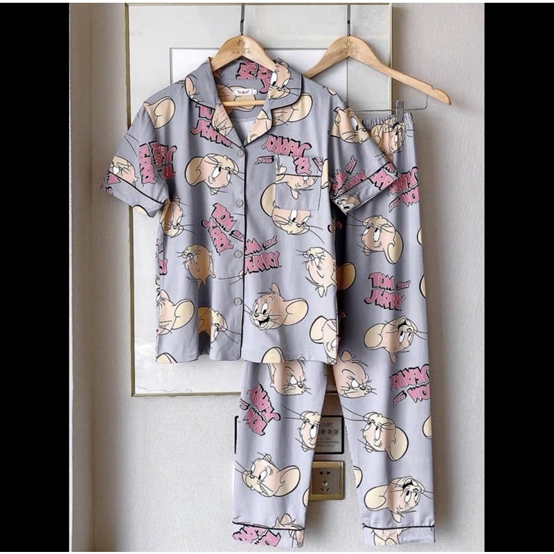 JC Piyama Set CP import / Piyama wanita CP / Piyama wanita Import murah-Jerry Blue CP