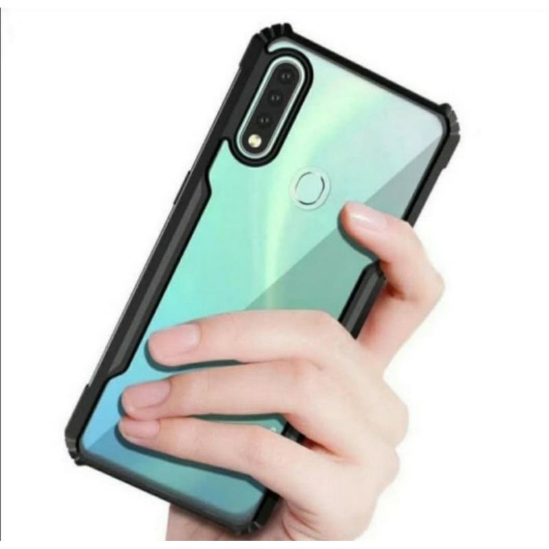 Case Oppo A8 Armor Fushion Transparent Casing + Tempered Glass Full Layar dan Skin Carbon