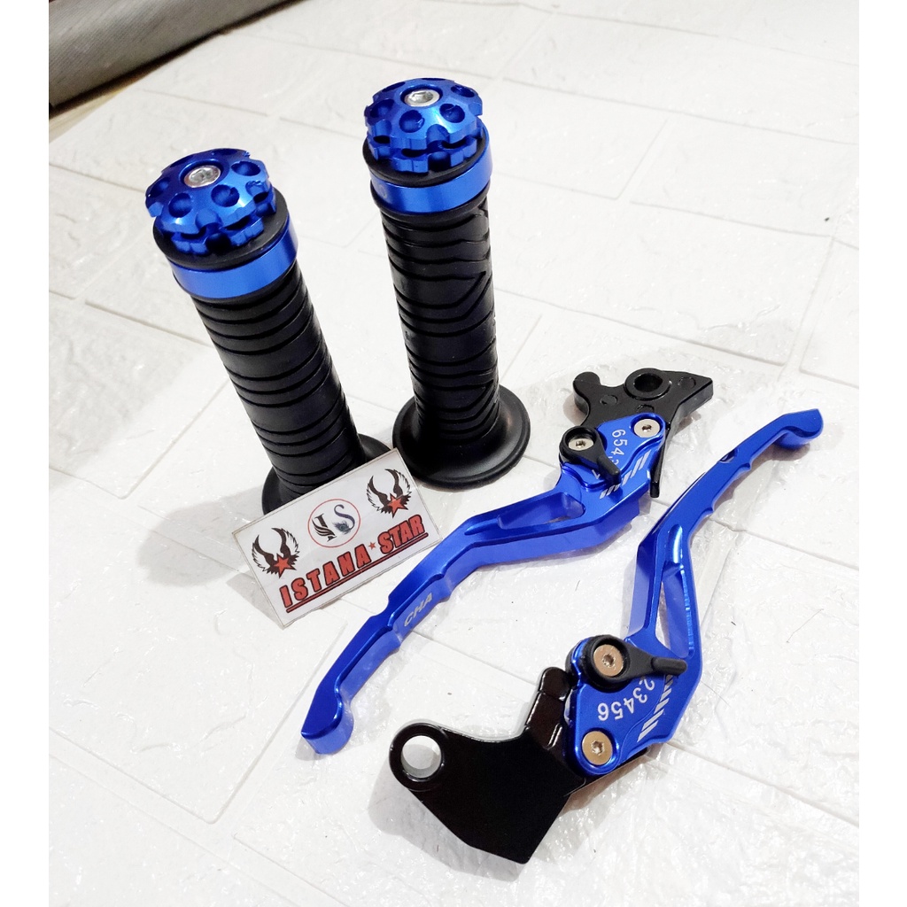 [PROMO] Handle REM dan KOPLING Stelan Variasi Motor FULL CNC Yamaha Vixion Old New RX King Scorpio Xabre R15 V3 New - biru HARGA 1 PAKET