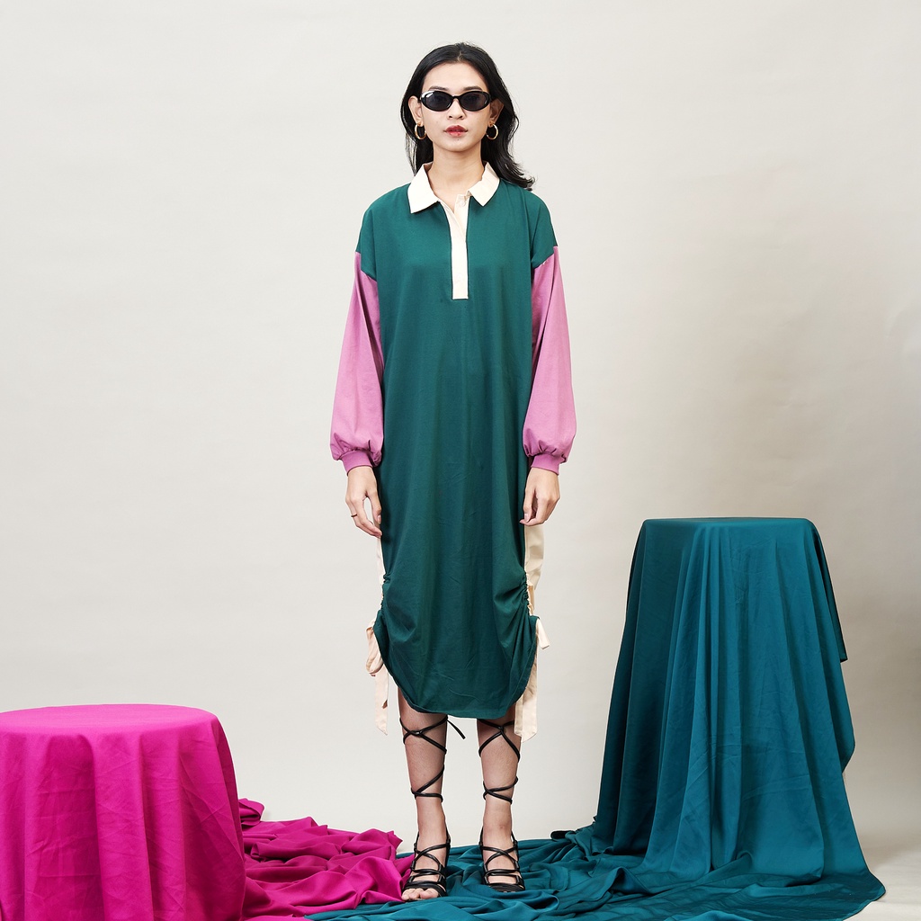 AGNI AMUSE DRESS EMERALD - Dress Wanita