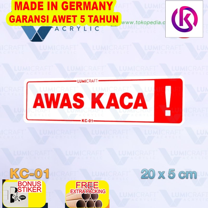 

Murah Sign Penanda / Warning "AWAS KACA !" Akrilik 20 x 5 cm | KC-01