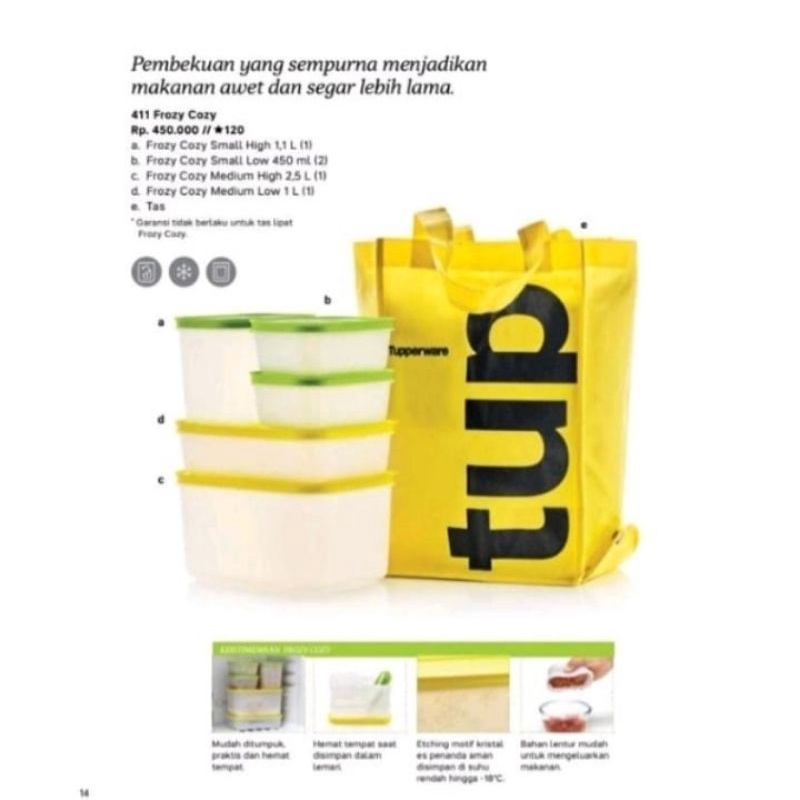 Tupperware 5pcs Frozy Cozy Set Plus Bag Kotak Serbaguna