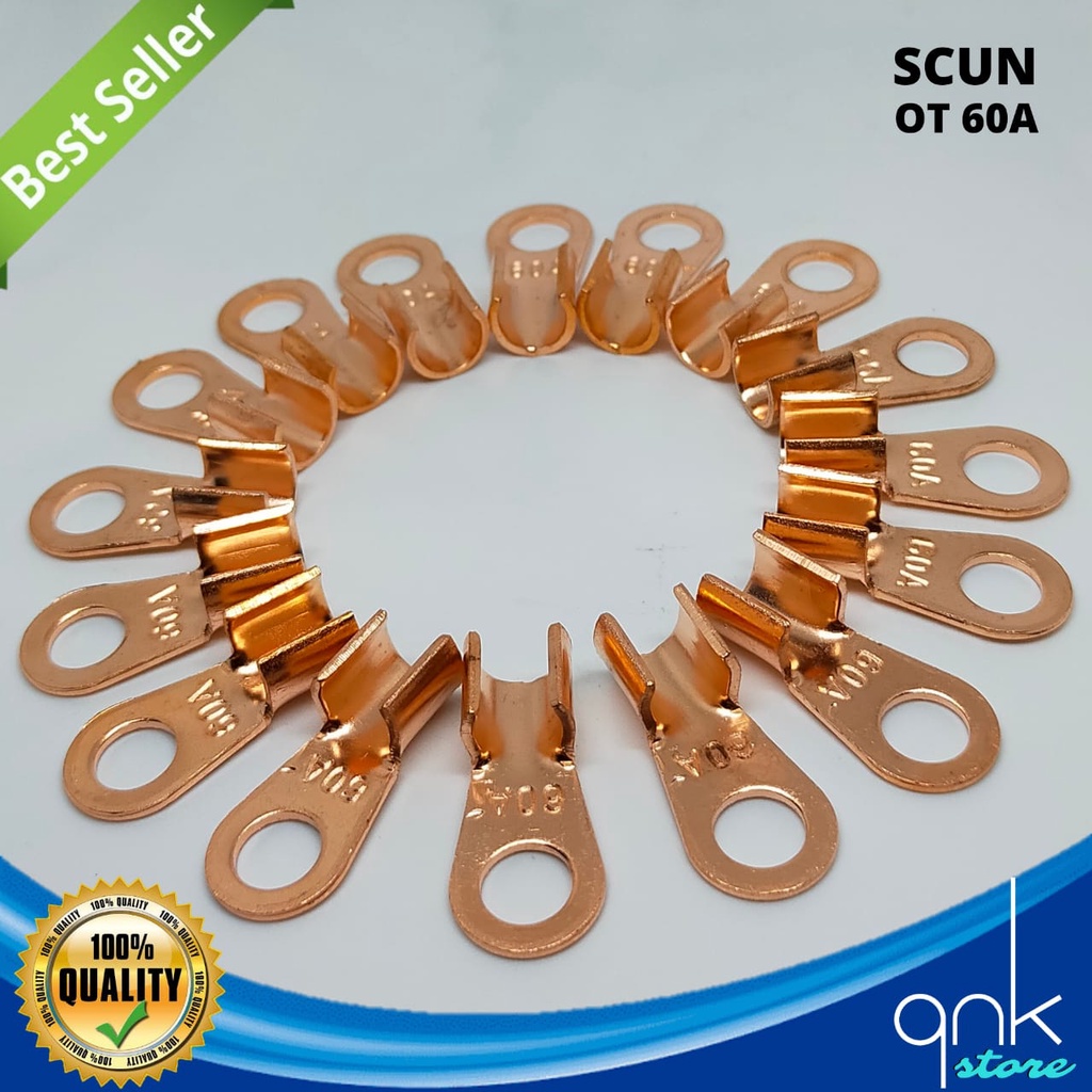 Scun Ring OT 60A Tembaga Kuning Skun 8 Awg Skun NYAF 10mm