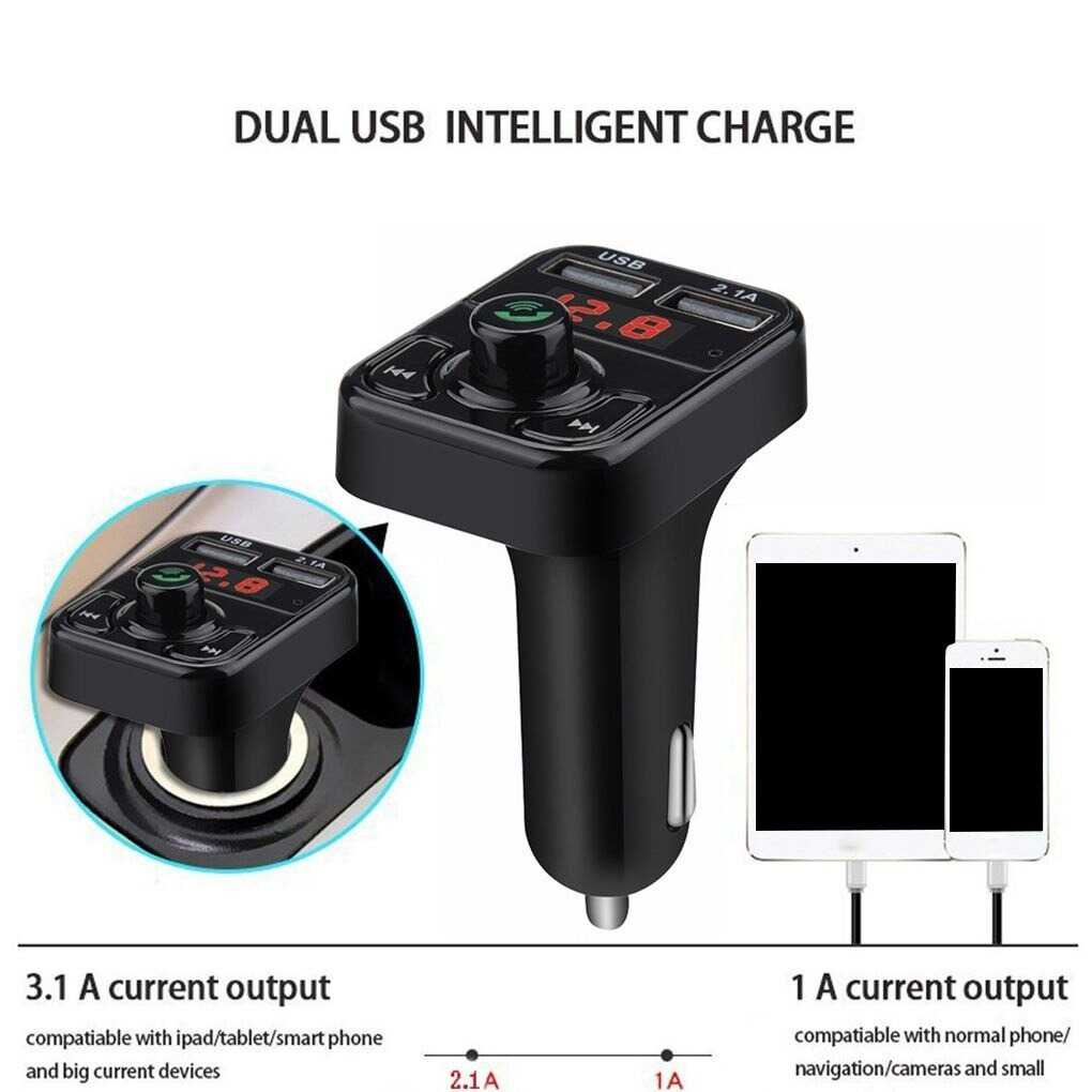 Bluetooth Audio Receiver FM Transmitter Handsfree Dual Port USB Charger Koneksi Bluetoth Penerima Input Flashdisk Berkualitas