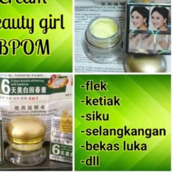 ☼ Cream krim beauty girl 6 day whitening memutihkan WAJAH Kulit lipatan tubuh ketiak selangkangan OR