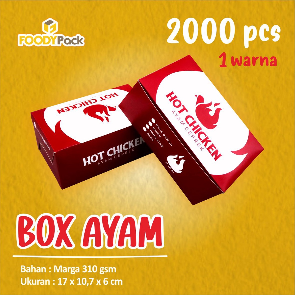 [ PO ±14HARI ] LAMINASI - CUSTOM Dus fried chicken | Box ayam | Kotak nasi ayam | Kemasan ayam goren